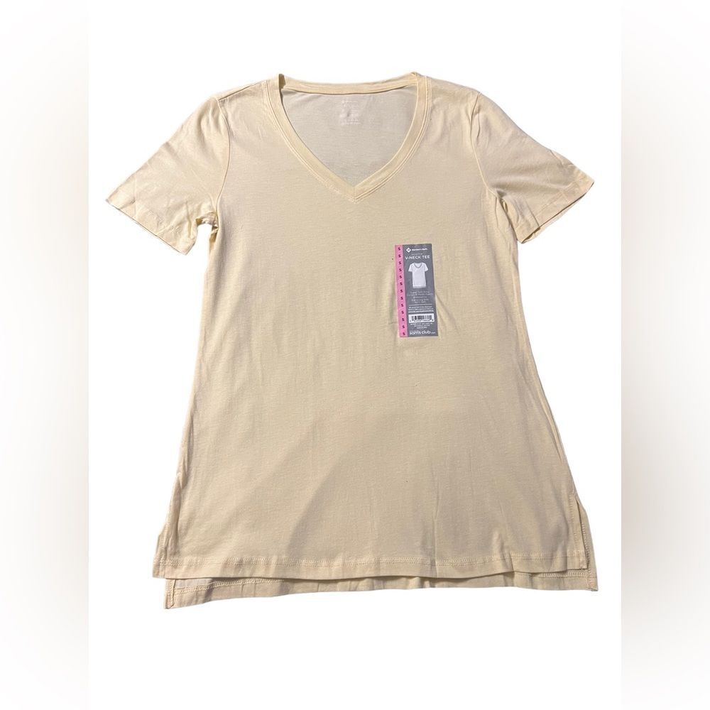 Pastel Yellow Essential V-neck Tee T-Shirt Short Sleeve Size Small
